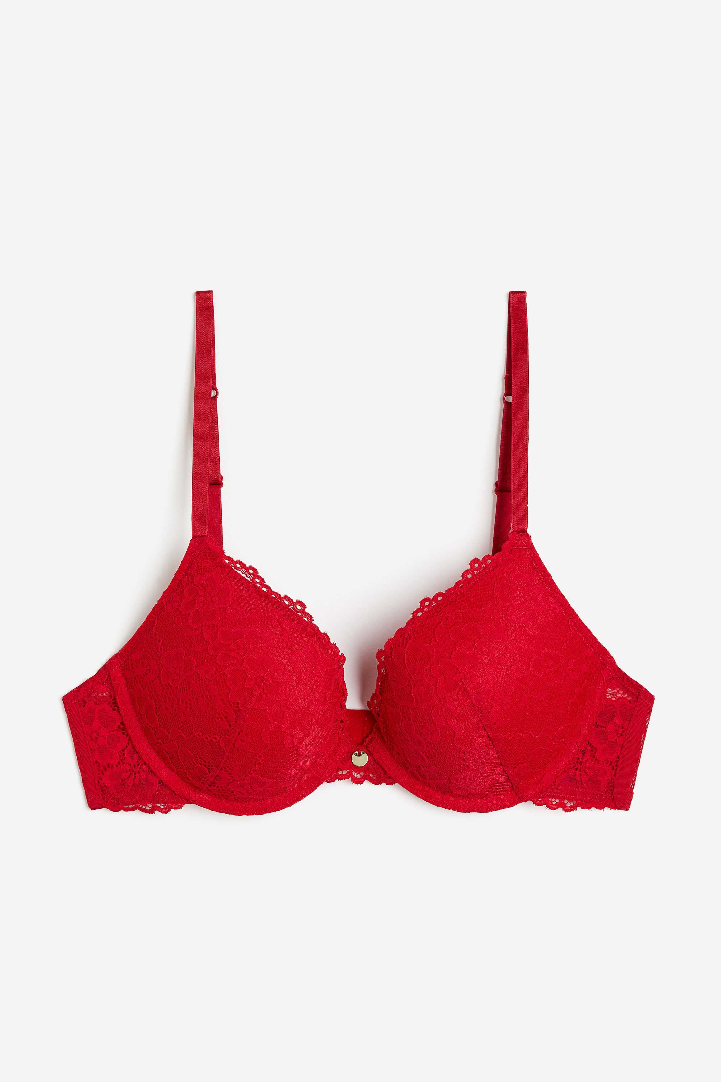 Tulle and lace push-up bra Woman, Red