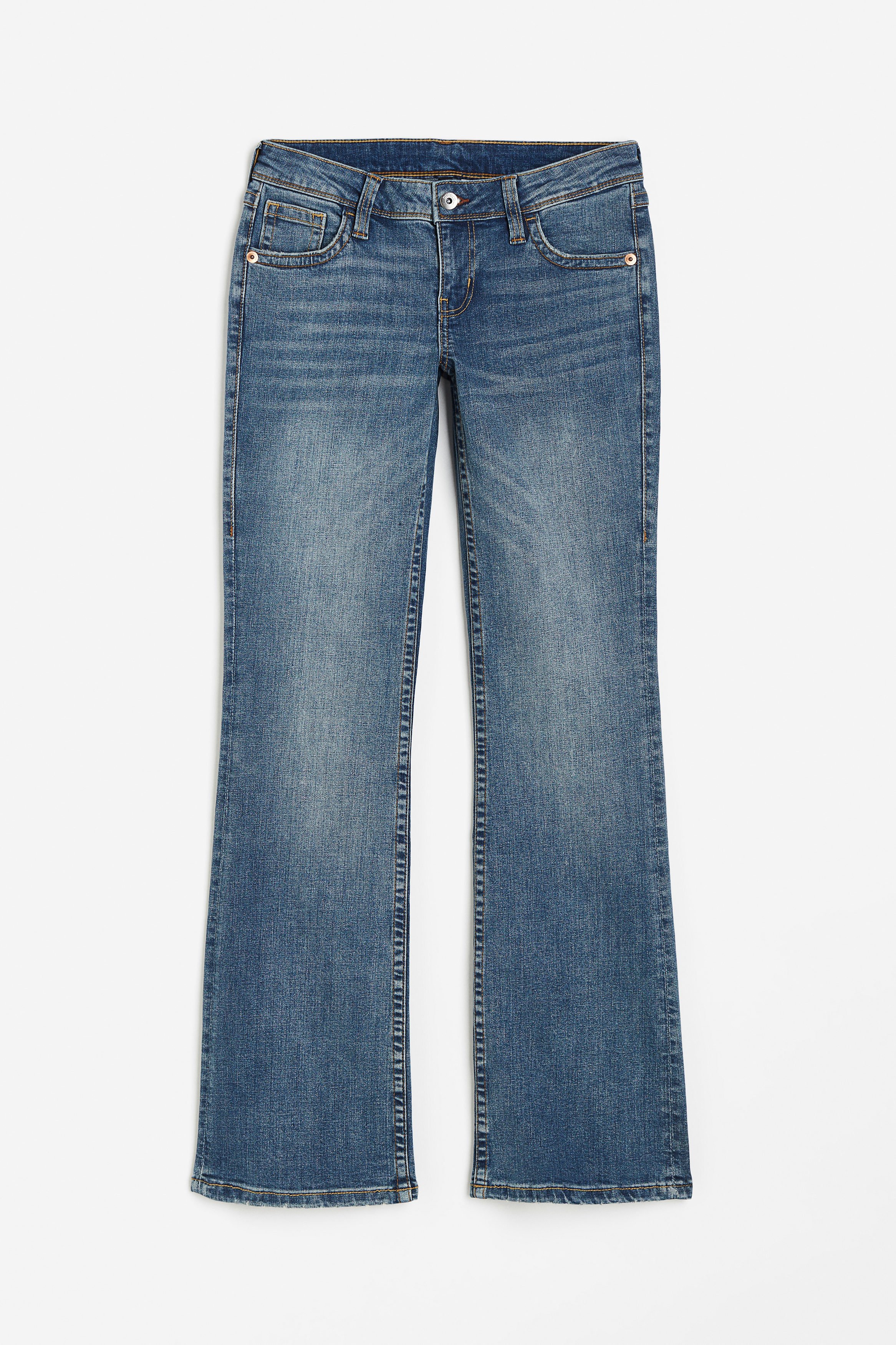 بنطلون جينز بخصر منخفض وساق واسعة بالأسفل - Denim blue - تشكيلة ديفايدد |  اتش آند ام مصر